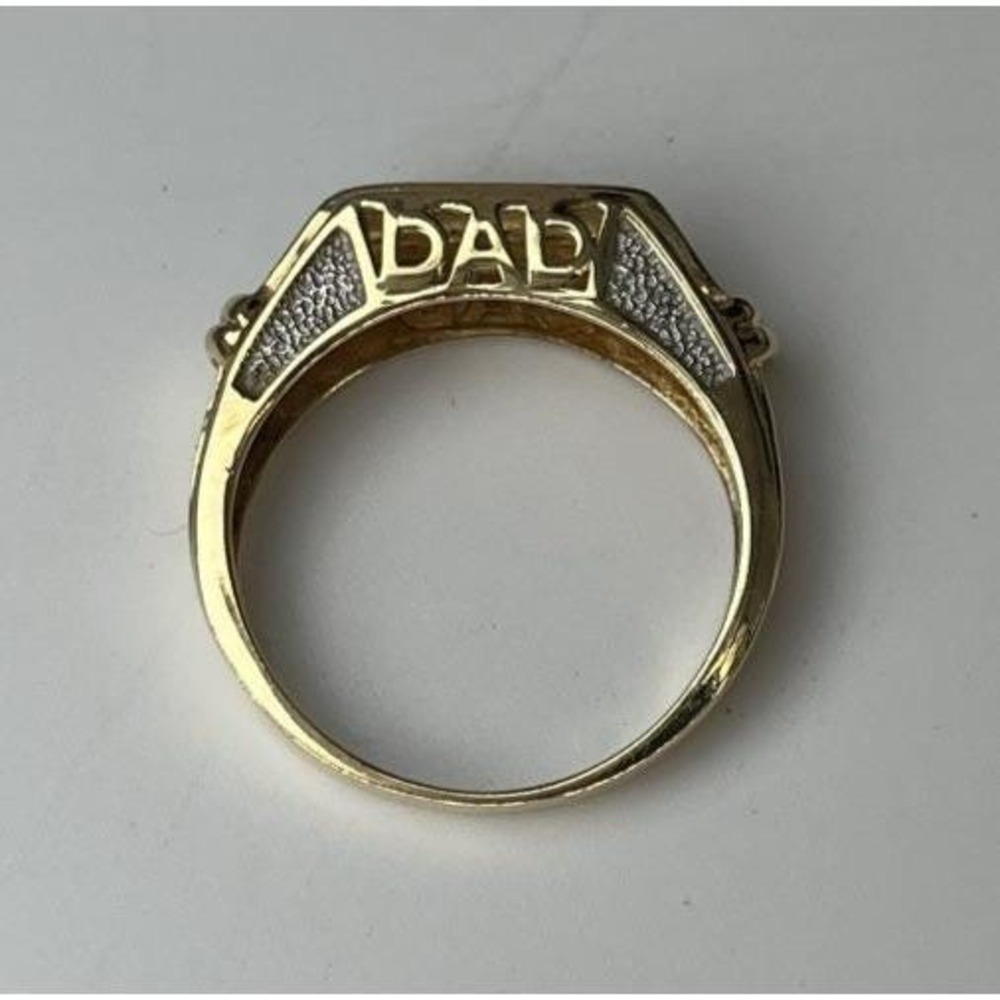 Mens Diamond Ring 10K Yellow Gold DAD Accent Size 9.5‎ Father Birthday 4 Grams - Picture 4 of 10